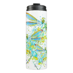 Teal Dragonfly splatter Thermal Tumbler