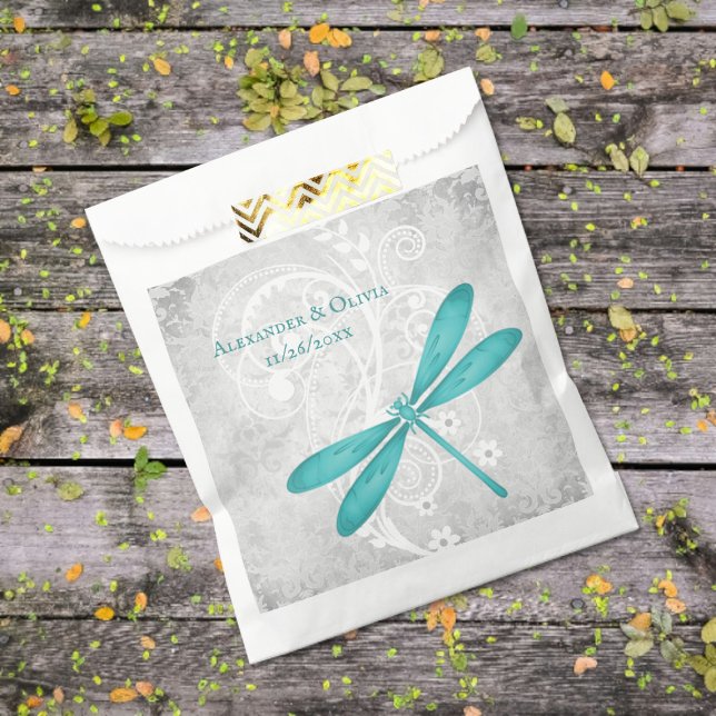 Teal Dragonfly Wedding Favour Bags (Teal Dragonfly Wedding Favor Bags)