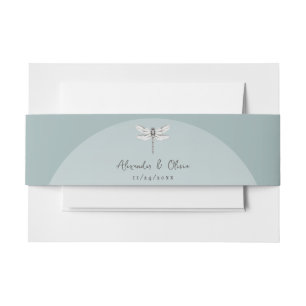 Teal Dragonfly Wedding Invitation Belly Band