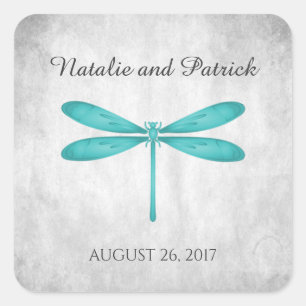 Teal Dragonfly Wedding Stickers