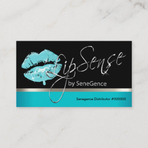 Teal Drip Lip and Silver Business Card