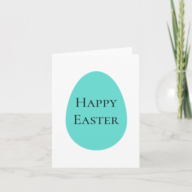Teal Easter Egg Holiday Card (Front)