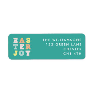Teal Easter Joy Modern Pastels Return Address