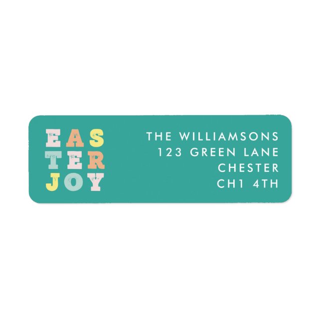 Teal Easter Joy Modern Pastels Return Address (Front)
