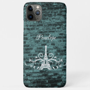 Teal Eiffel Tower Grunge Case-Mate iPhone Case