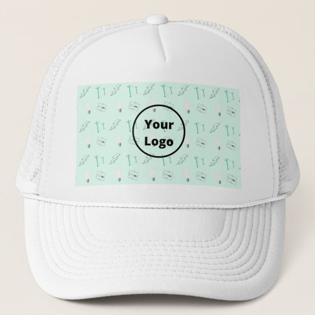 Teal electric business pattern trucker hat (Front)