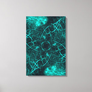Teal Electric Energy Web Fractal Art Canvas Print