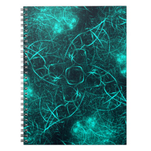 Teal Electric Energy Web Fractal Art Notebook