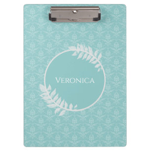 Teal Elegant Damask Clipboard