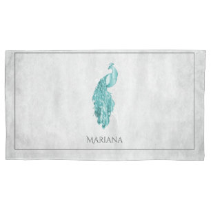 Teal Elegant Peacock Pillow Case