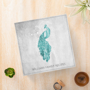 Teal Elegant Peacock Recipe Binder