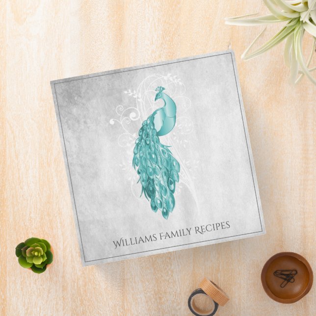 Teal Elegant Peacock Recipe Binder (In Situ)