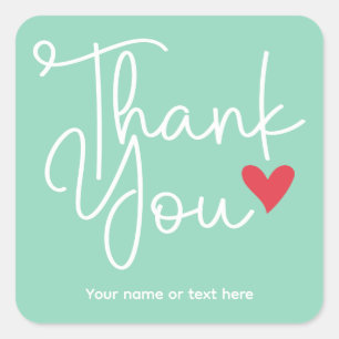 Teal Elegant Thank You with heart Sticker
