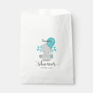 Teal Elephant Gender Neutral Baby Shower Thank You Favour Bag