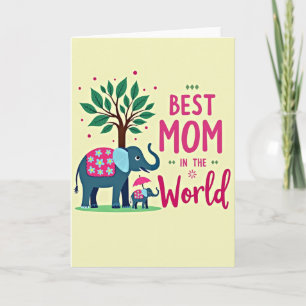 Teal Elephant Moms Day Art Card
