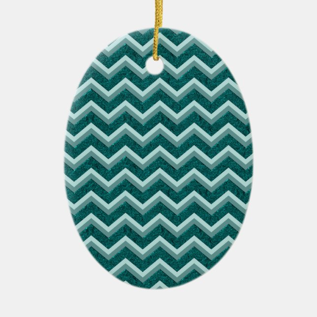 Teal Embossed Foil Ceramic Ornament (Front)