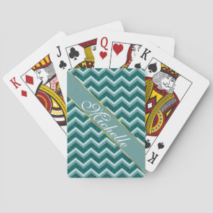 Teal Embossed Foil Playing Cards