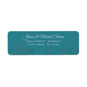 Teal embossed romantic coral label