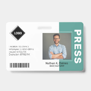 Teal   Employee Photo ID Company Security Badge