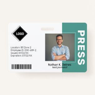 Teal Employee Photo ID Company Security Badge