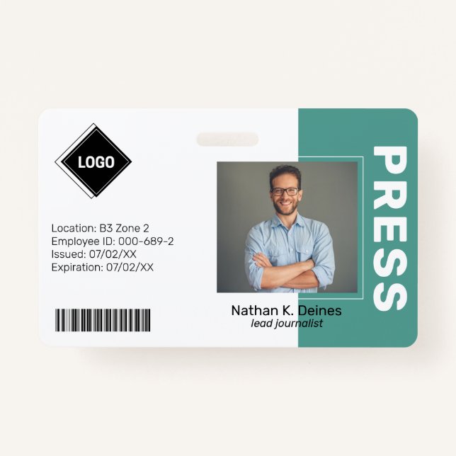 Teal | Employee Photo ID Company Security Badge (Front)
