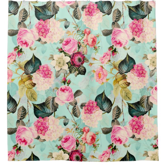 Teal Enchanting Vintage Rococo Roses Garden (Front)
