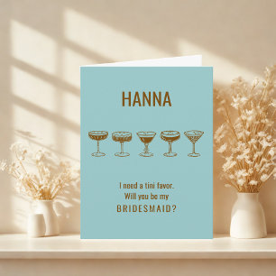 Teal Espresso Martini Will You Be My Bridesmaid?  Invitation