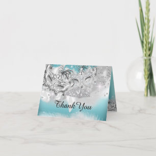 Teal et carte de remerciements de mascarade