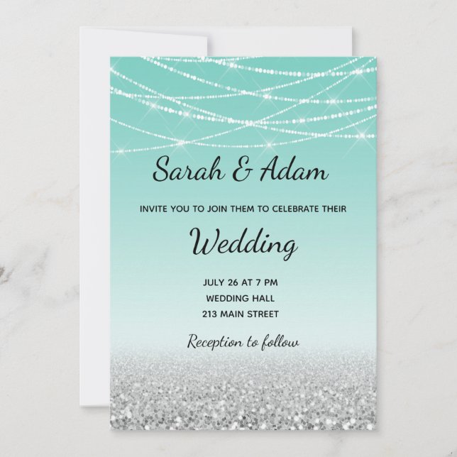 Teal et faire-part de mariage de parties (Devant)