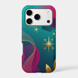 Teal et Fuchsia Moderne Abstraite avec Étoiles Dor