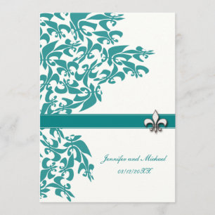 Teal et invitation de mariage de White Fleur de
