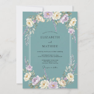 Teal Ethereal Bloom Flourish Wedding Invitation