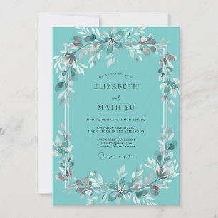 Teal Ethereal Botanical Wedding Invitation