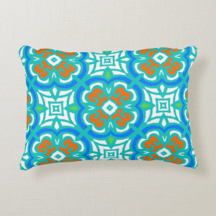 Teal Ethnic Pattern Decorative Pillow