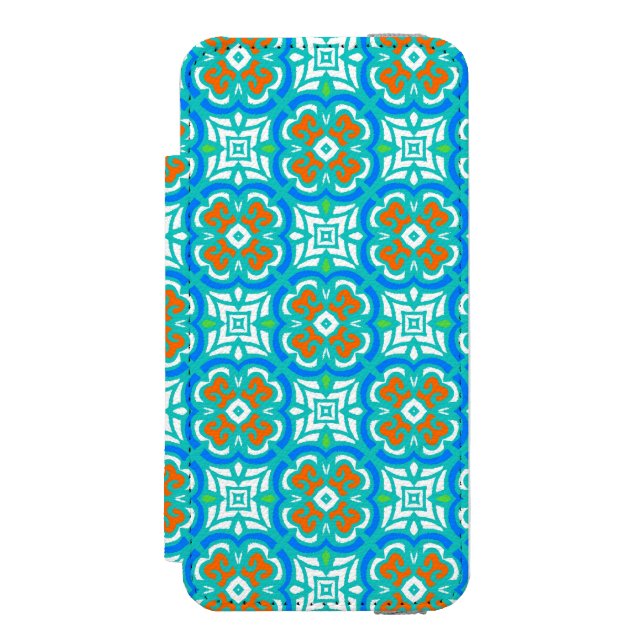 Teal Ethnic Pattern Incipio iPhone Wallet Case (Folio Front)