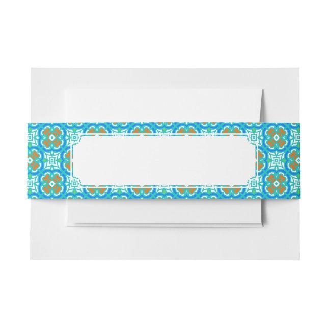 Teal Ethnic Pattern Invitation Belly Band (Front Example)