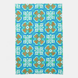 Teal Ethnic Pattern Kitchen Towel
