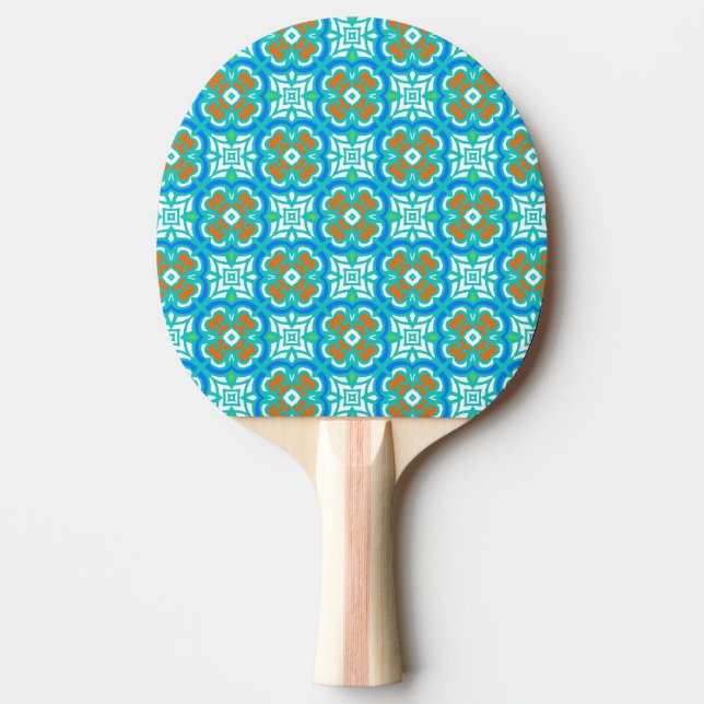 Teal Ethnic Pattern Ping Pong Paddle (Front)