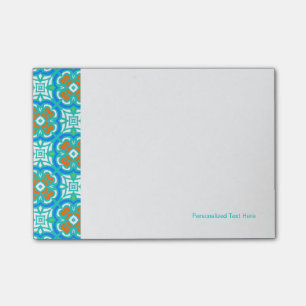 Teal Ethnic Pattern Post-it Notes