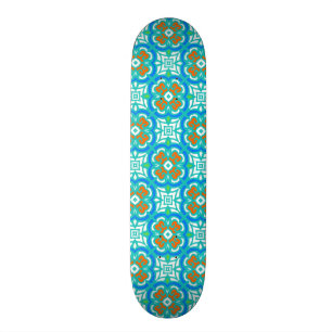 Teal Ethnic Pattern Skateboard