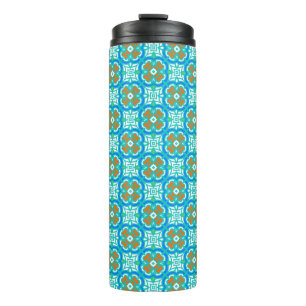 Teal Ethnic Pattern Thermal Tumbler
