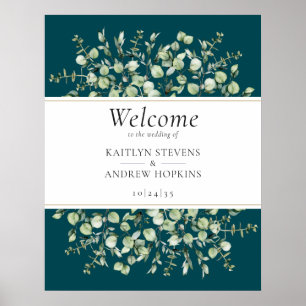 Teal Eucalyptus Wedding Welcome  Poster