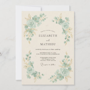 Teal Exquisite Vintage Wedding Invitation