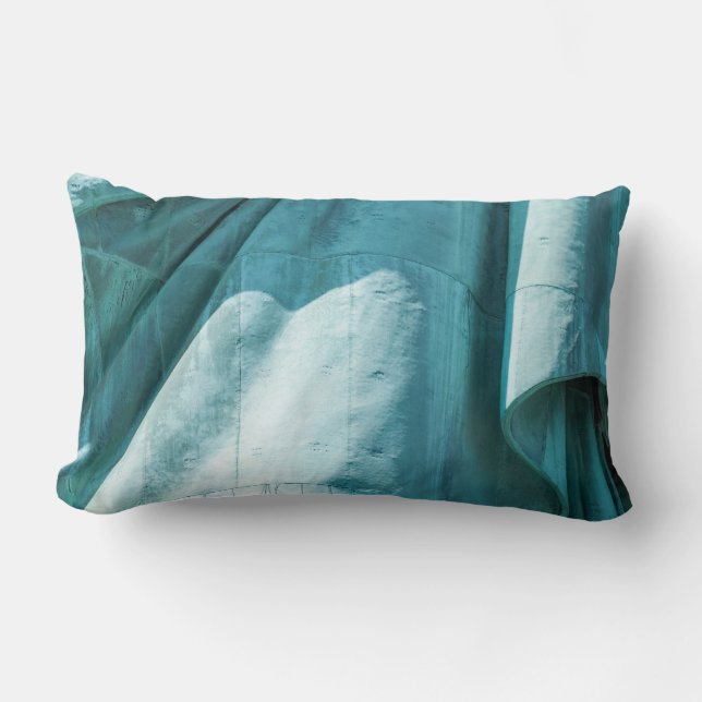 Teal fabric cover lumbar pillow (Front)
