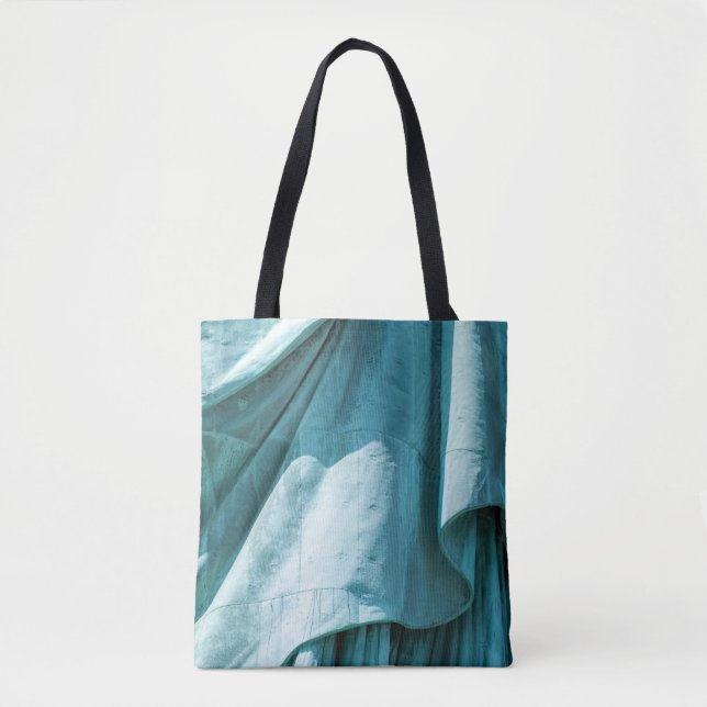 Teal fabric cover tote bag (Front)