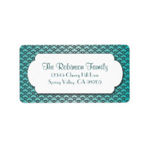 Teal Fan Pattern with White Frame