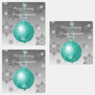 Teal Fancy Christmas Ornament Baking Label