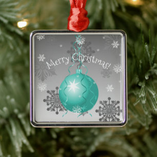 Teal Fancy Christmas Ornament Ceramic Ornament