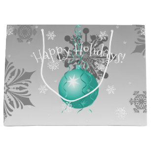 Teal Fancy Christmas Ornament Gift Bag