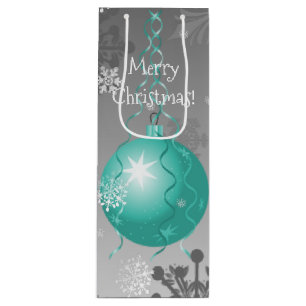 Teal Fancy Christmas Ornament Gift Bag